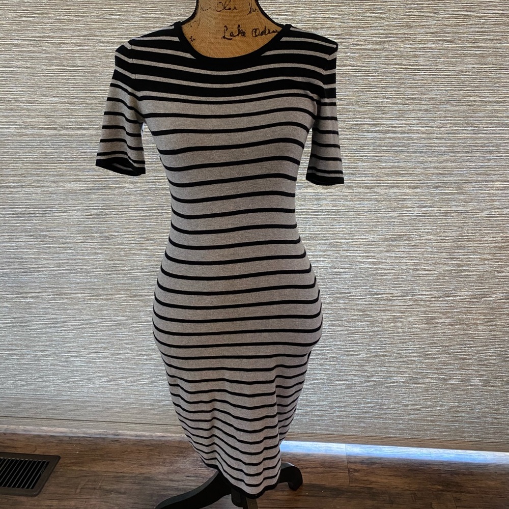 Gray and black fitted dress